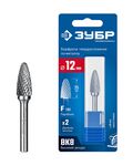 ЗУБР 12х25 мм, тип F (парабола с закругленным углом, радиус 3.0 мм), хв-к 6 мм, твердосплавная борфреза, ПРОФЕССИОНАЛ (28805-12-25)