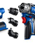 ЗУБР КОМБИ #5 набор: дрель-шуруповерт + мини УШМ + LED фонарь, BRUSHLESS, 12 В, 45 Н·м, 2 АКБ тип Т7 (4 и 2 А·ч), кейс, Профессионал (DB-125-42ABF)